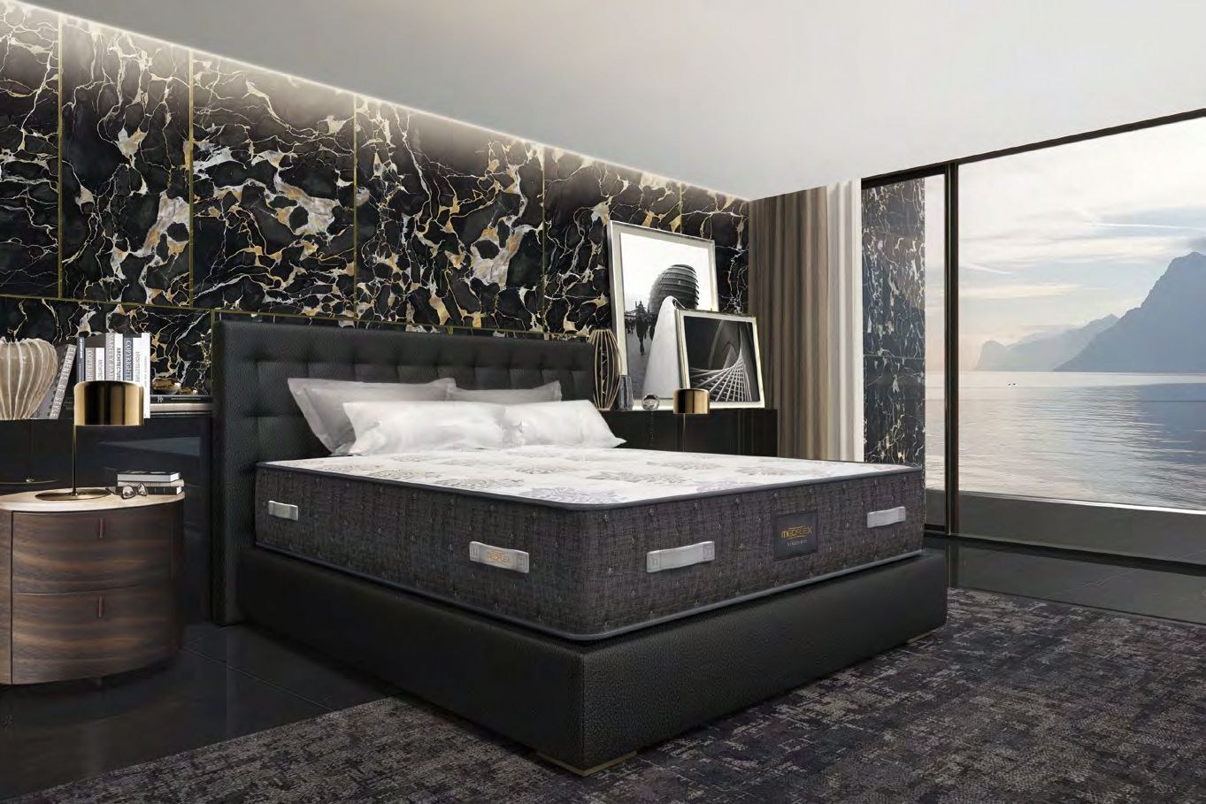Sistema letto completo con materasso Mecflex in camera elegante
